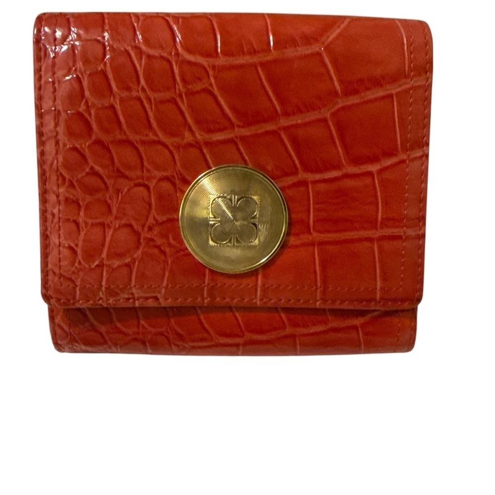 LIZ CLAIBORNE WALLET FAUX REPTILE LEATHER RED RARE